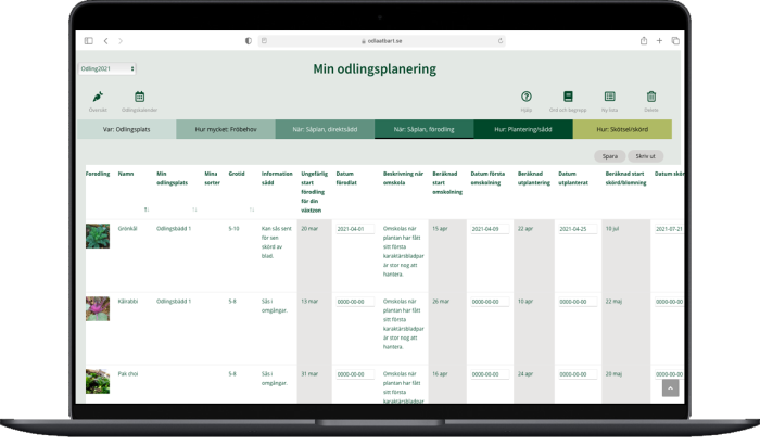 macbook air Digitalt verktyg för odlingsplanering